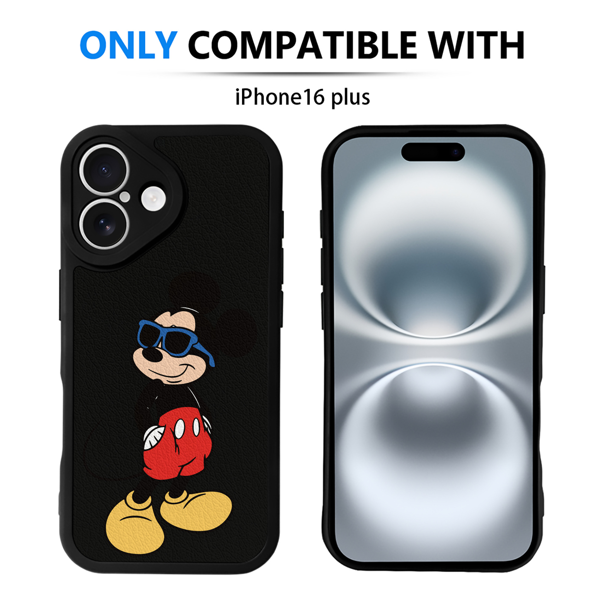 （画像用） ミッキーマウス Mickey Mouse 【iPhone 16シリーズ対応】シリコンスマホケース（レザー調） 材質：シリコン